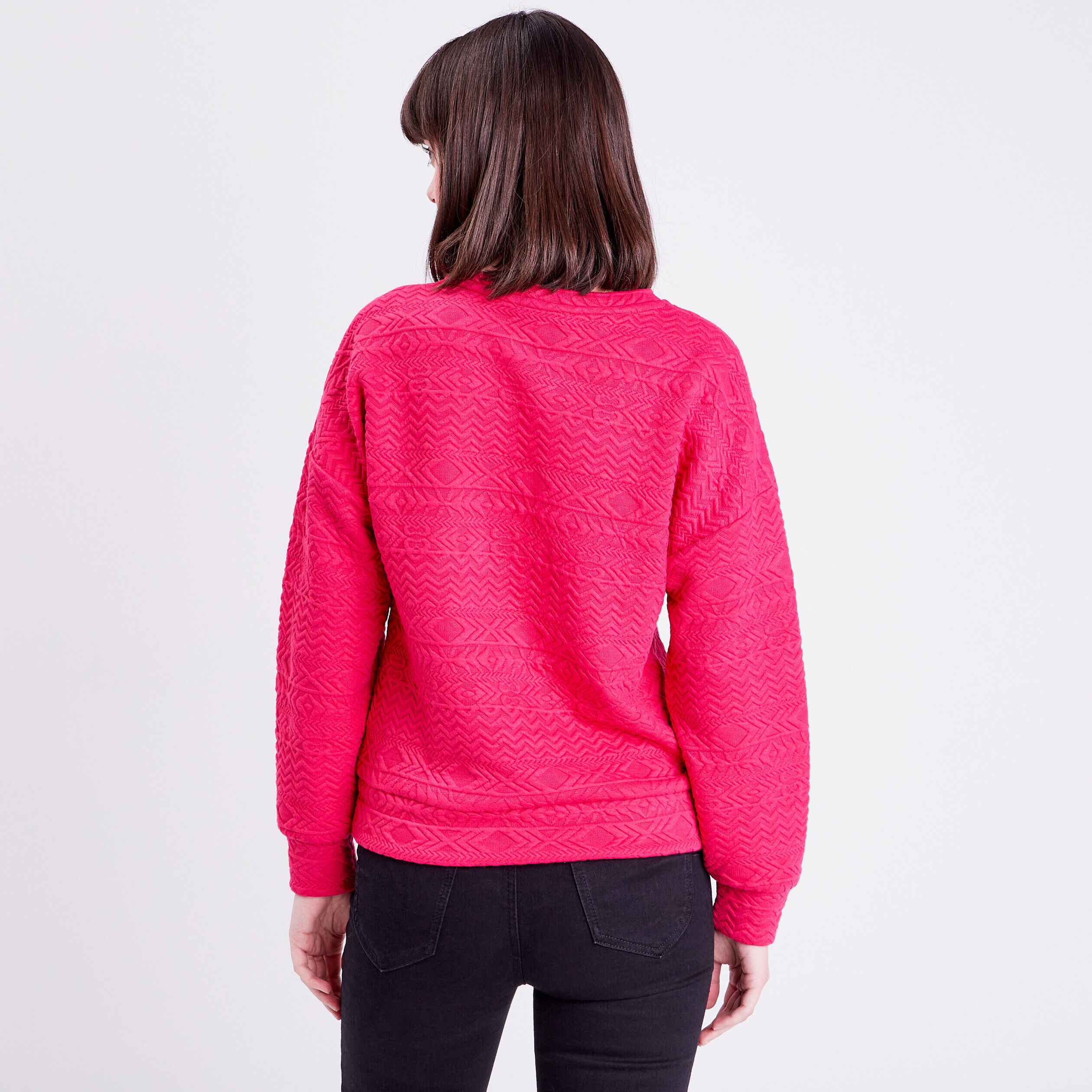 Sweat manches longues rose vif femme | Cache Cache