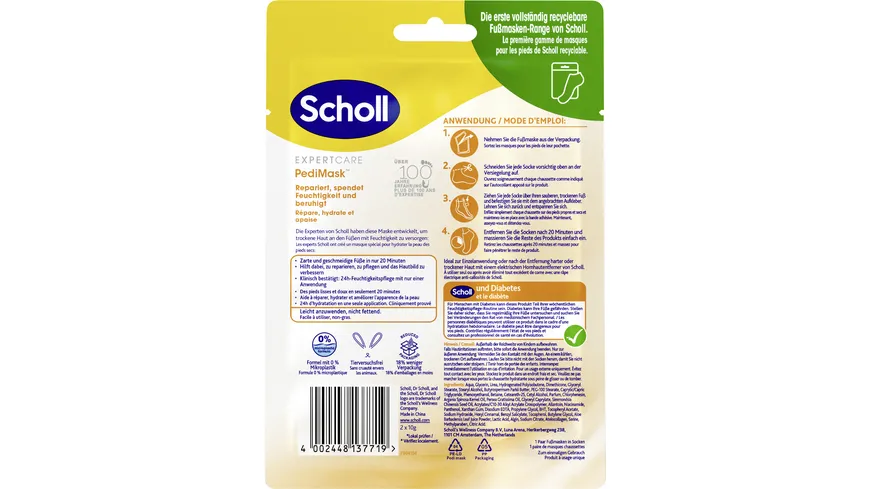 Scholl ExpertCare Intensiv pflegende Fußmaske mit 3 wertvollen Ölen
