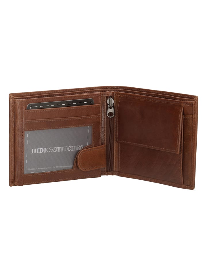 HIDE & STITCHES Leder-Geldbörse in Hellbraun - (B)13 x (H)10 x (T)3 cm günstig kaufen onesize