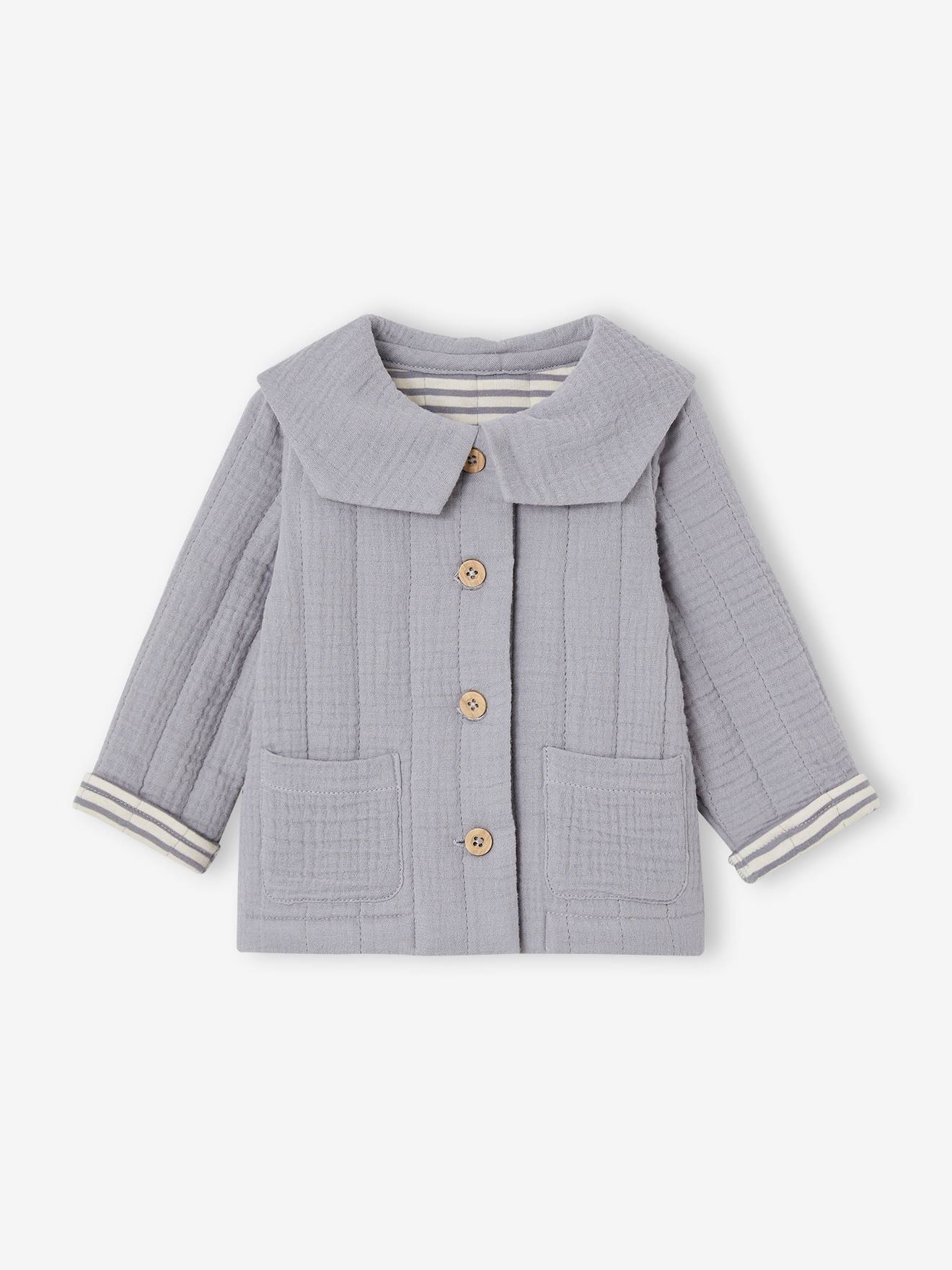 Vertbaudet Baby Jacke, personalisierbar, Wattierung Recycling-Polyester - hellgrau