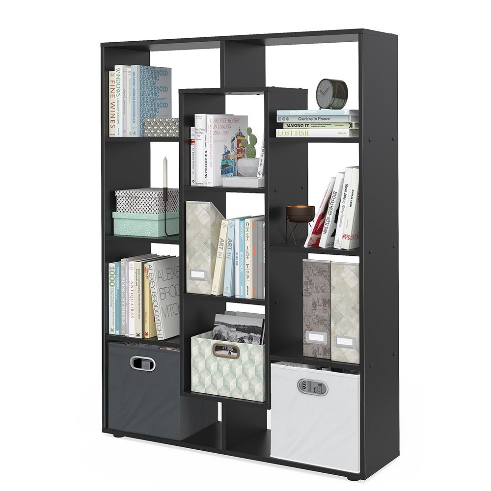 Vicco Raumteiler Bücherregal Standregal 12 Fächer Schwarz