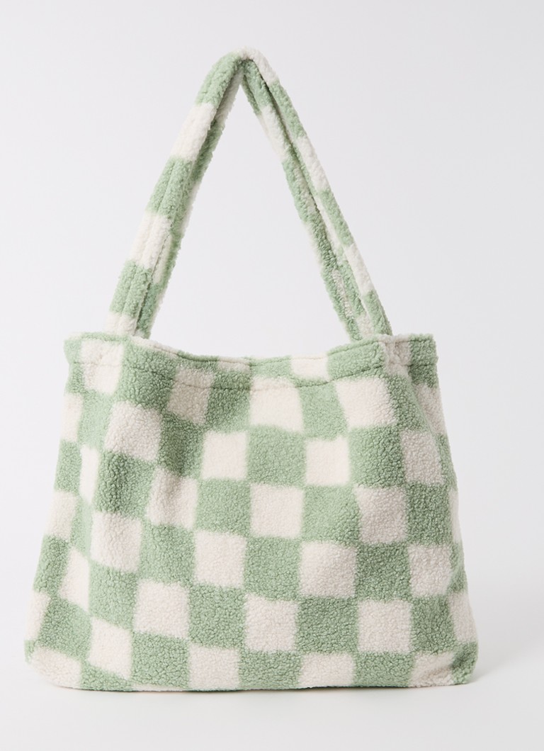 Studio Noos  Mom Bag shopper van teddy met ruitdessin