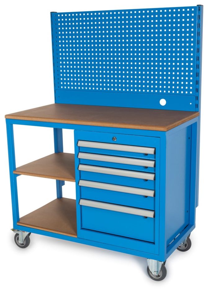 Banc de lucru mobil Huvema K8027 cu perete pentru scule