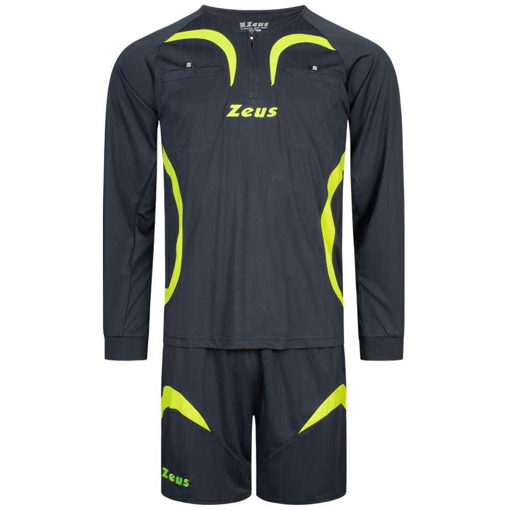 Zeus Herren Schiedsrichter Set Trikot mit Shorts Grau
