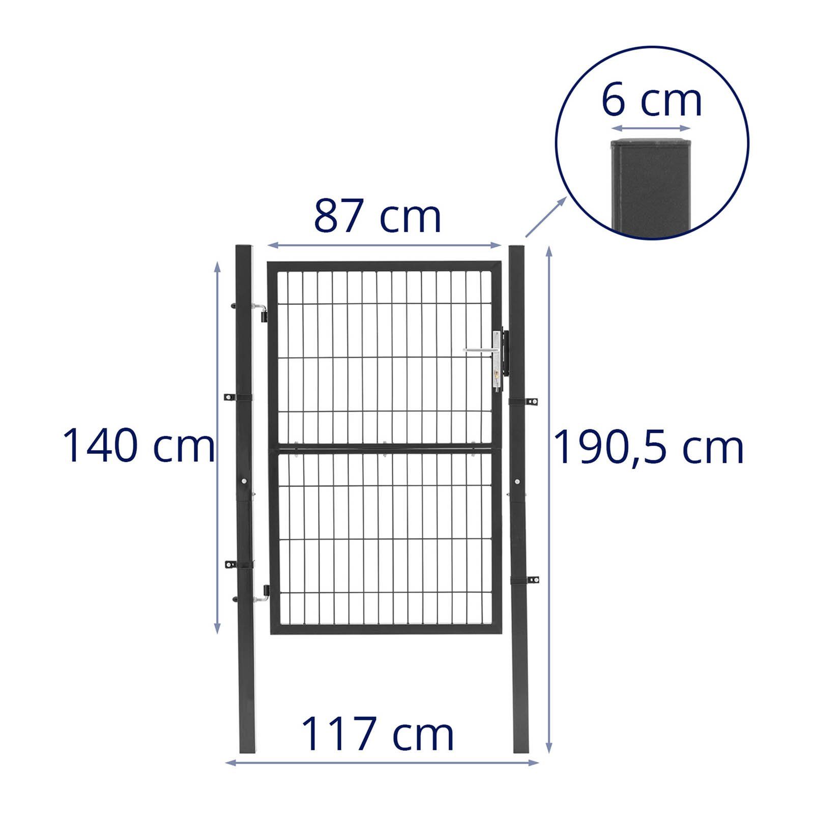 Wiesenfield Gartentor Gartentor Metall Gartentür Zauntor Stabmattenzaun-Tor 106 x 191 cm