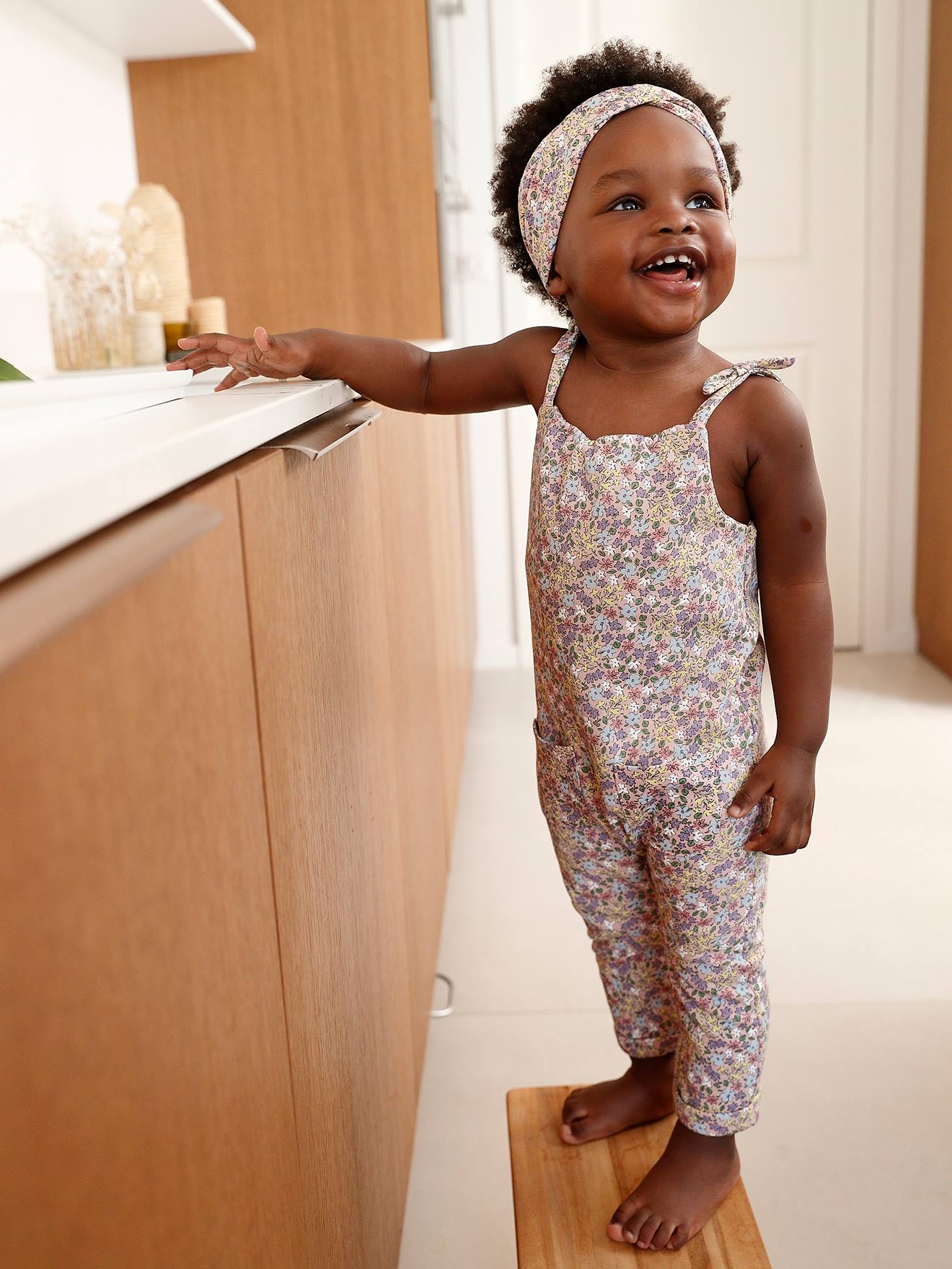 Vertbaudet Mädchen Baby-Set: Overall & Haarband Oeko-Tex - hellrosa