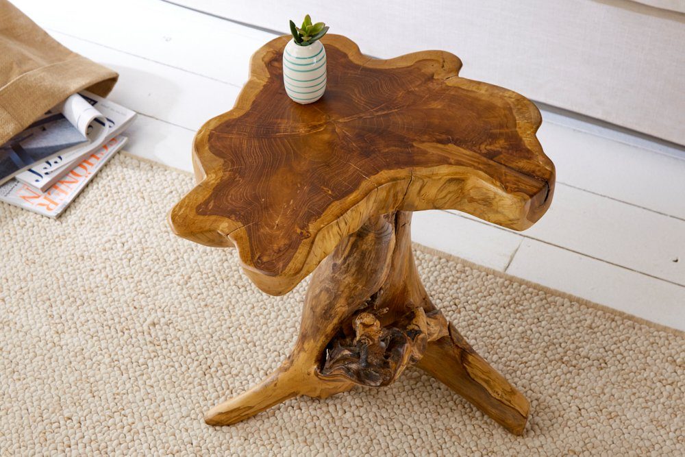 riess-ambiente Beistelltisch ROOT 40cm natur, Massivholz · Handarbeit · Nachttisch · Hocker · Teakholz