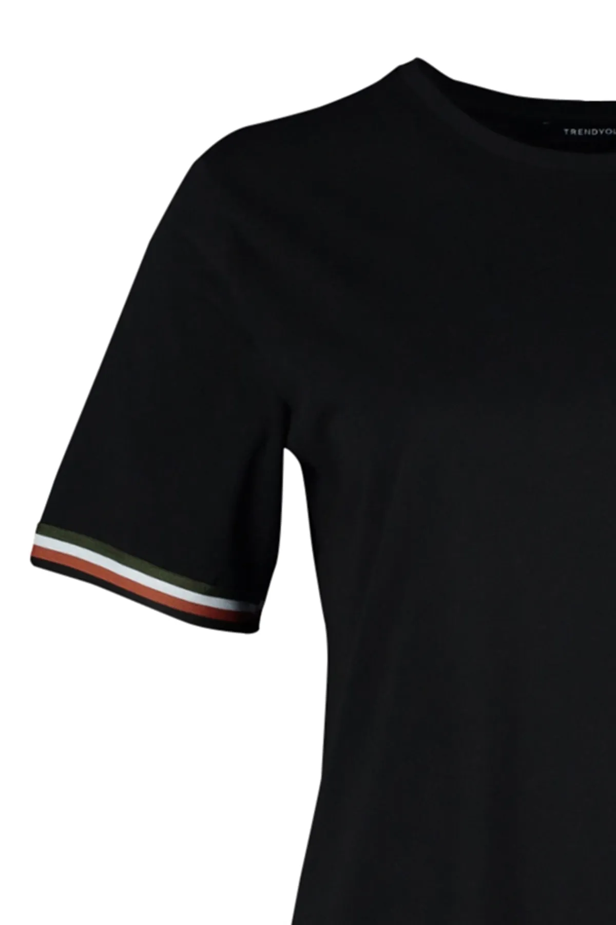 Trendyol Curve  Schwarzes gestricktes T-Shirt-Kleid mit Rundhalsausschnitt TBSSS22EL1591