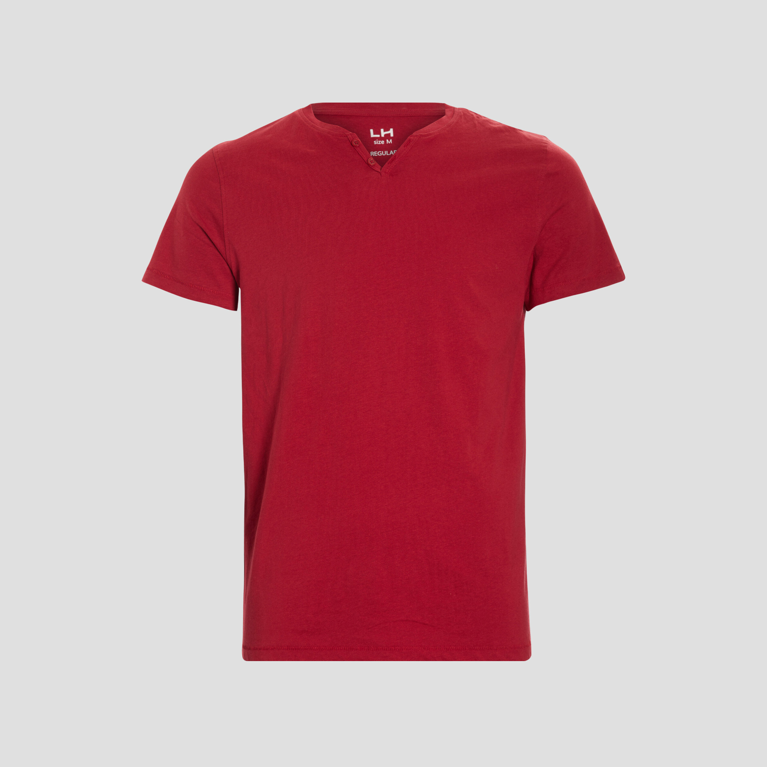 T-shirt manches courtes col tunisien bordeaux homme | La Halle