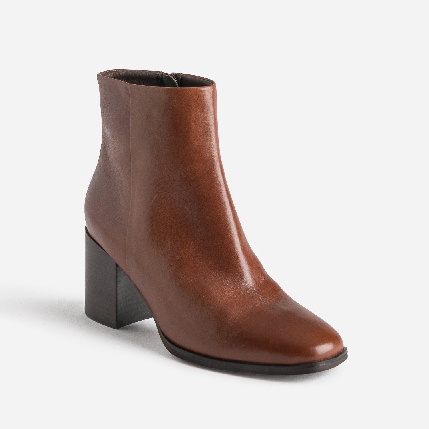 Boots cognac en cuir à talon