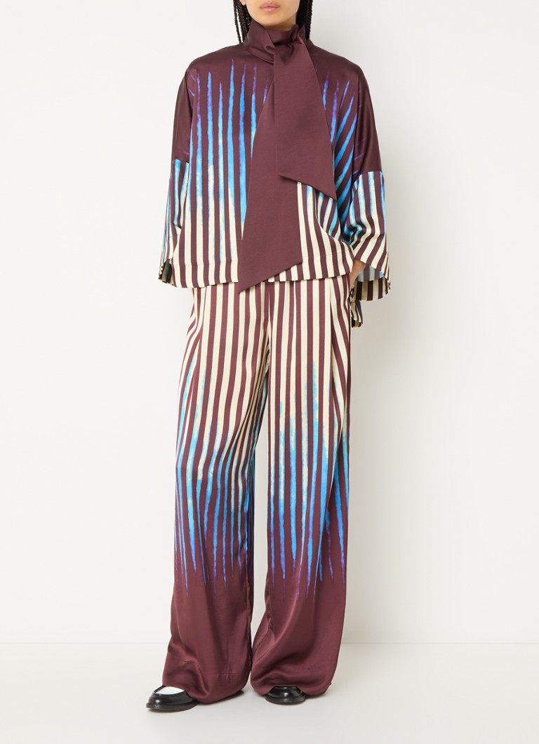 Essentiel Antwerp  Gum high waist wide fit palazzo broek met streepprint