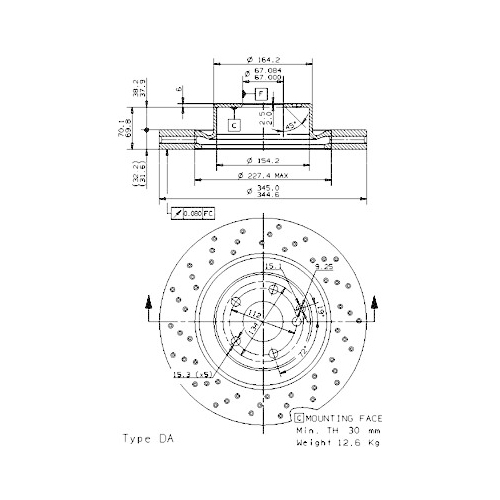 Bremsscheibe Brembo Vorderachse  1 Stück 09.9382.11 - ATU