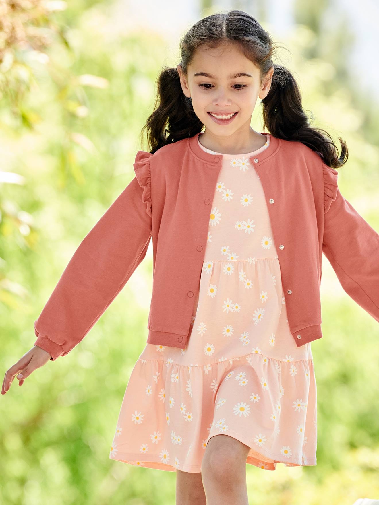 Ensemble robe et cardigan fille vert émeraude