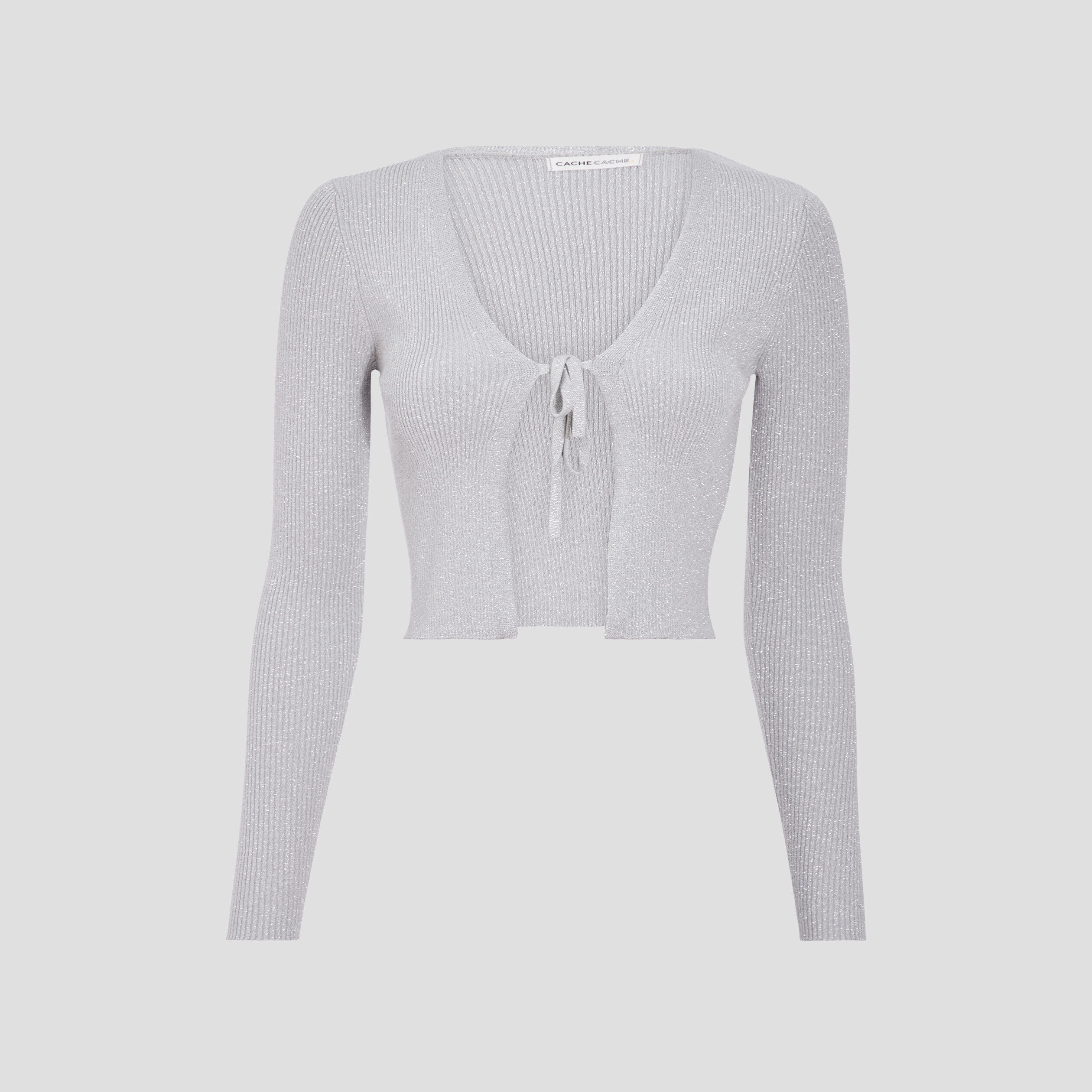 Gilet fermeture à lien gris argent femme | Cache Cache