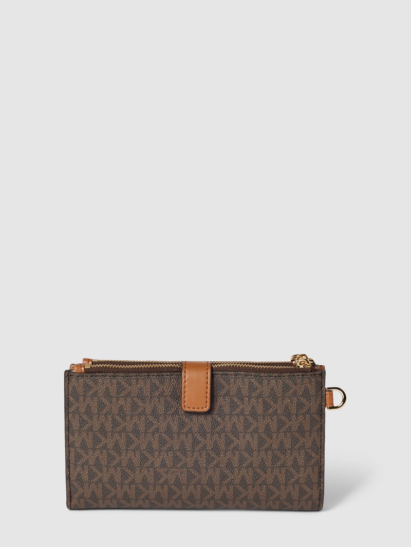 Portemonnaie mit Allover-Logo-Print Modell 'JET SET' in mittelbraun