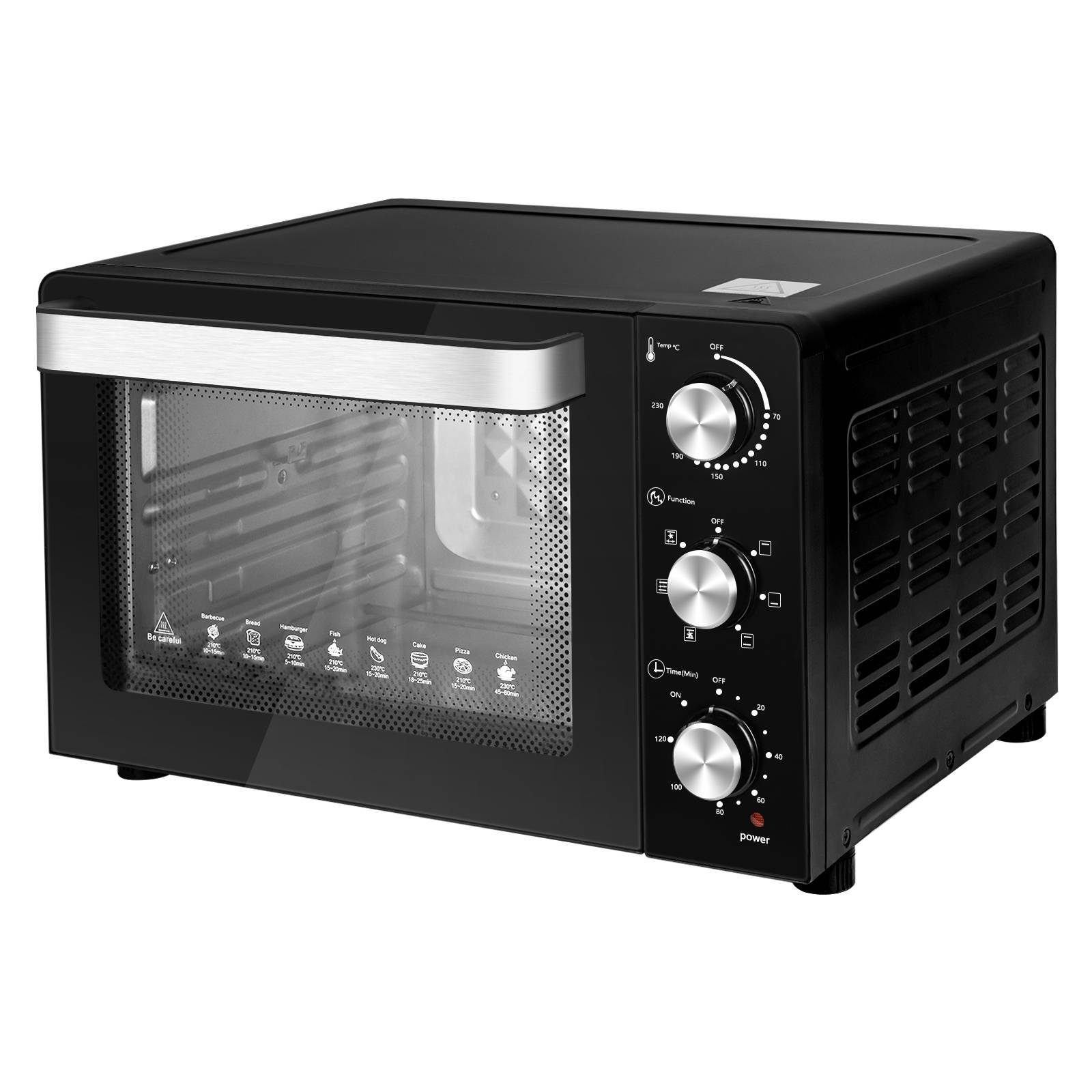 EUGAD Minibackofen, 30 L mit 3 Ebenen 6 Modi Umluft zweilagige Tür, 1500 W