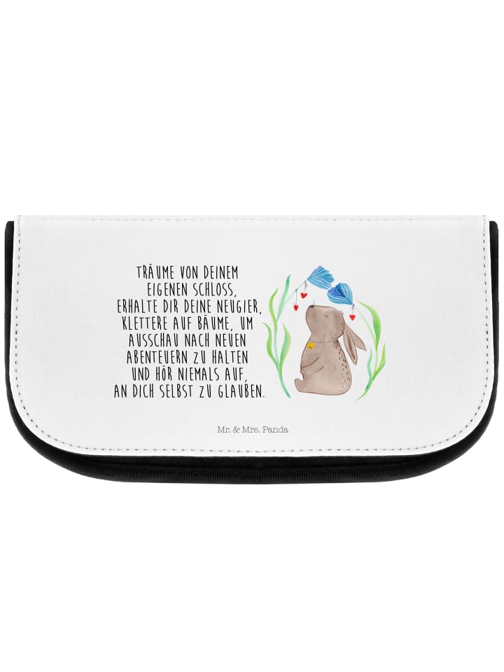 Mr. & Mrs. Panda Kosmetiktasche Hase Blume mit Spruch in Weiß günstig kaufen onesize