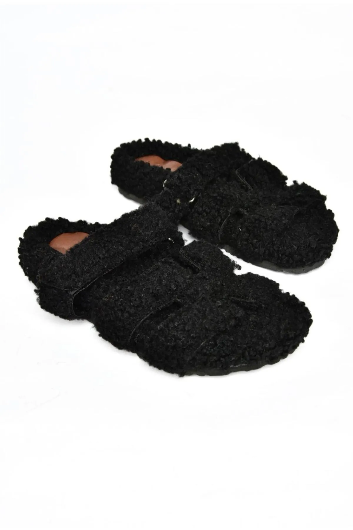 Fox Shoes  R824527104 Schwarze Pelz-Damenhausschuhe