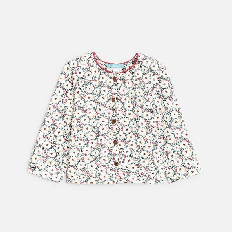 Gilet en molleton fleuri vert bébé fille