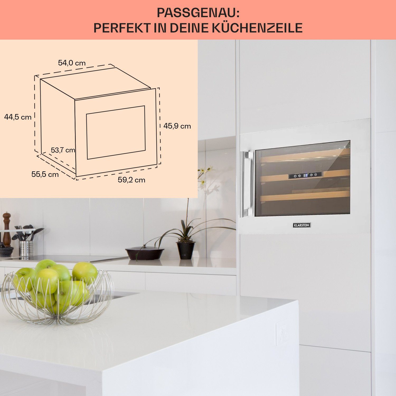 Klarstein Weinkühlschrank Vinsider, für 24 Standardflaschen á 0,75l,Wein Flaschenkühlschrank Weintemperierschrank Weinschrank Kühlschrank