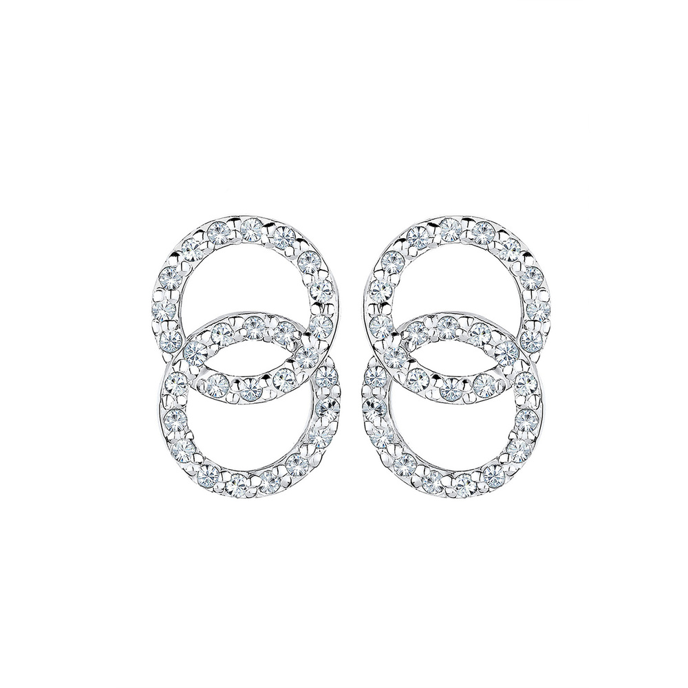 Elli Elli Boucles d'Oreilles Geo Cercle Cristail  Femme  (925/1000) Argent Boucles d'oreilles