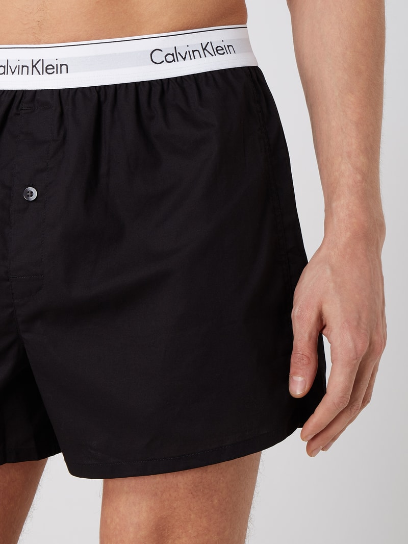 Slim Fit Boxershorts aus Baumwolle im 2er-Pack in schwarz
