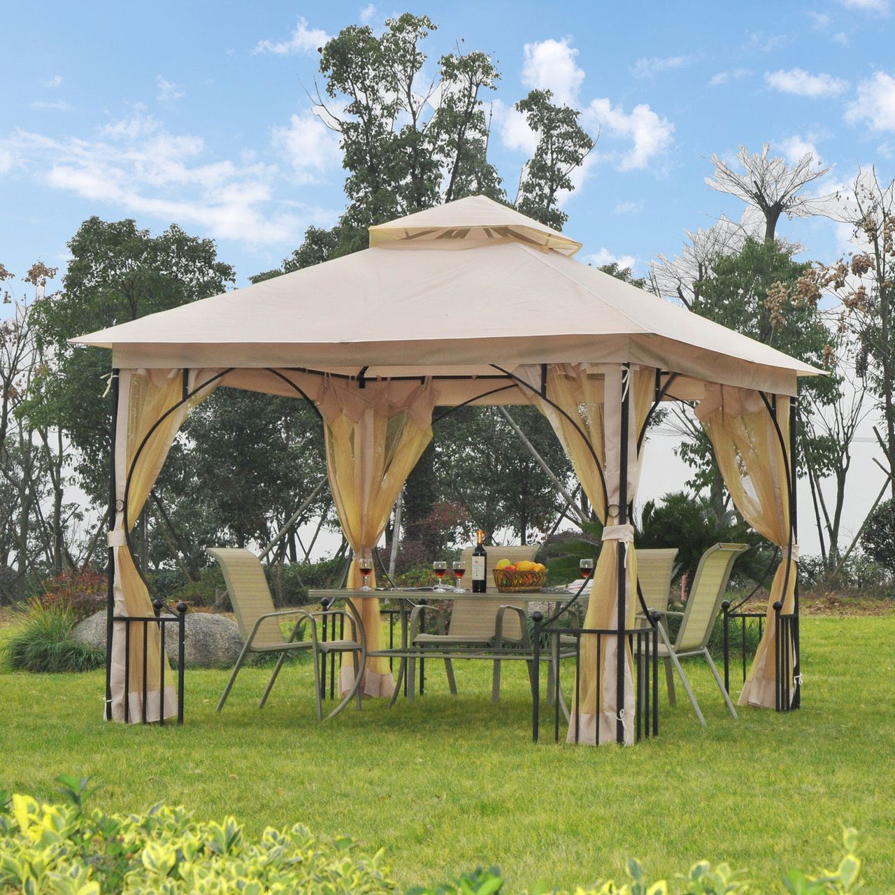 Outsunny Pavillon, Doppeldach 3x3m