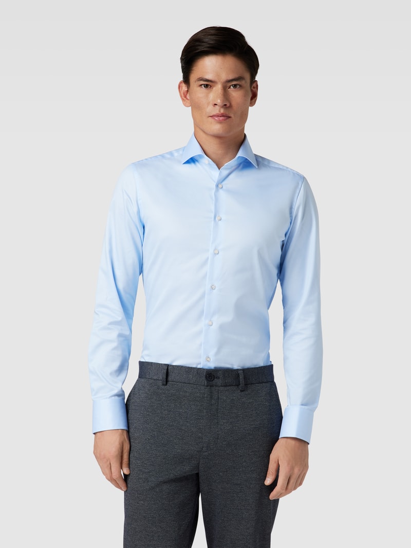 Slim Fit Business-Hemd mit Haifischkragen in bleu