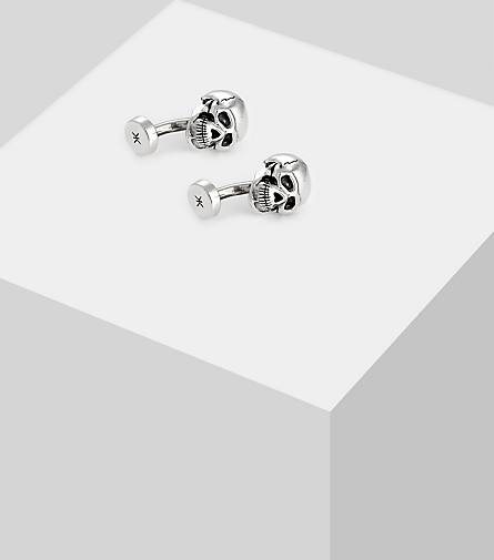 KUZZOI Manschettenknopf Totenkopf Symbol Oxidiert Massiv Cool 925 Silber