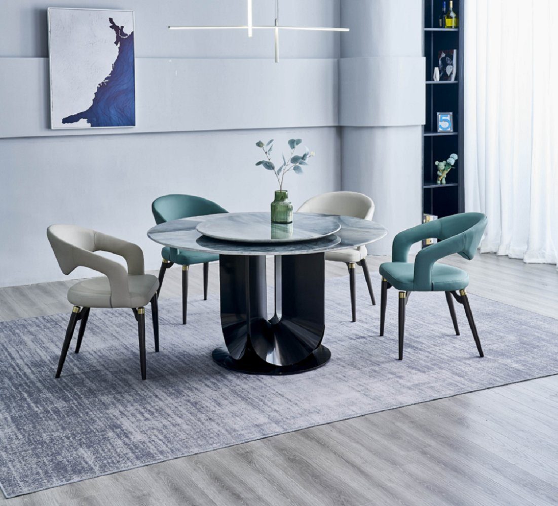 JVmoebel Esszimmer-Set Designer Essgruppe Luxus Runder Esstisch 6x Stühle Stilvolle, (7-St., 1x Esstisch + 6x Stühle), Made in Europa