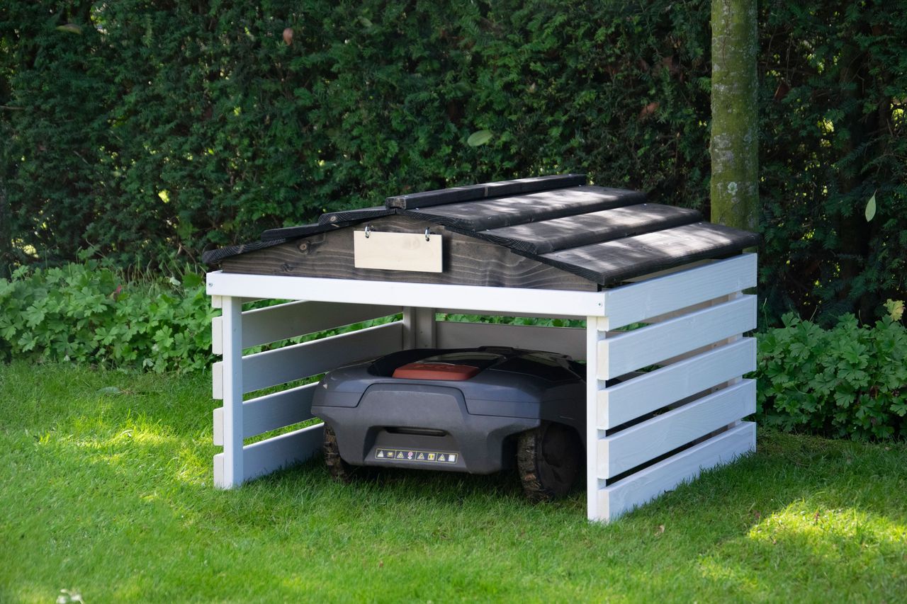 dobar Mährobotergarage weiß/schwarz