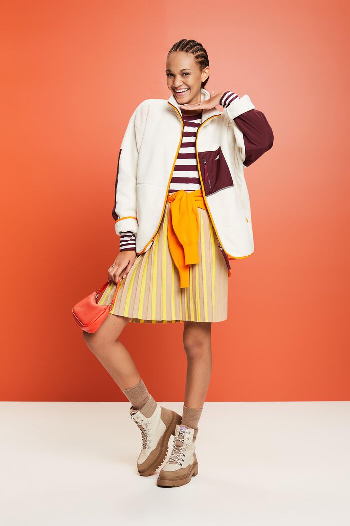 Fleecejacke im Colorblock-Design