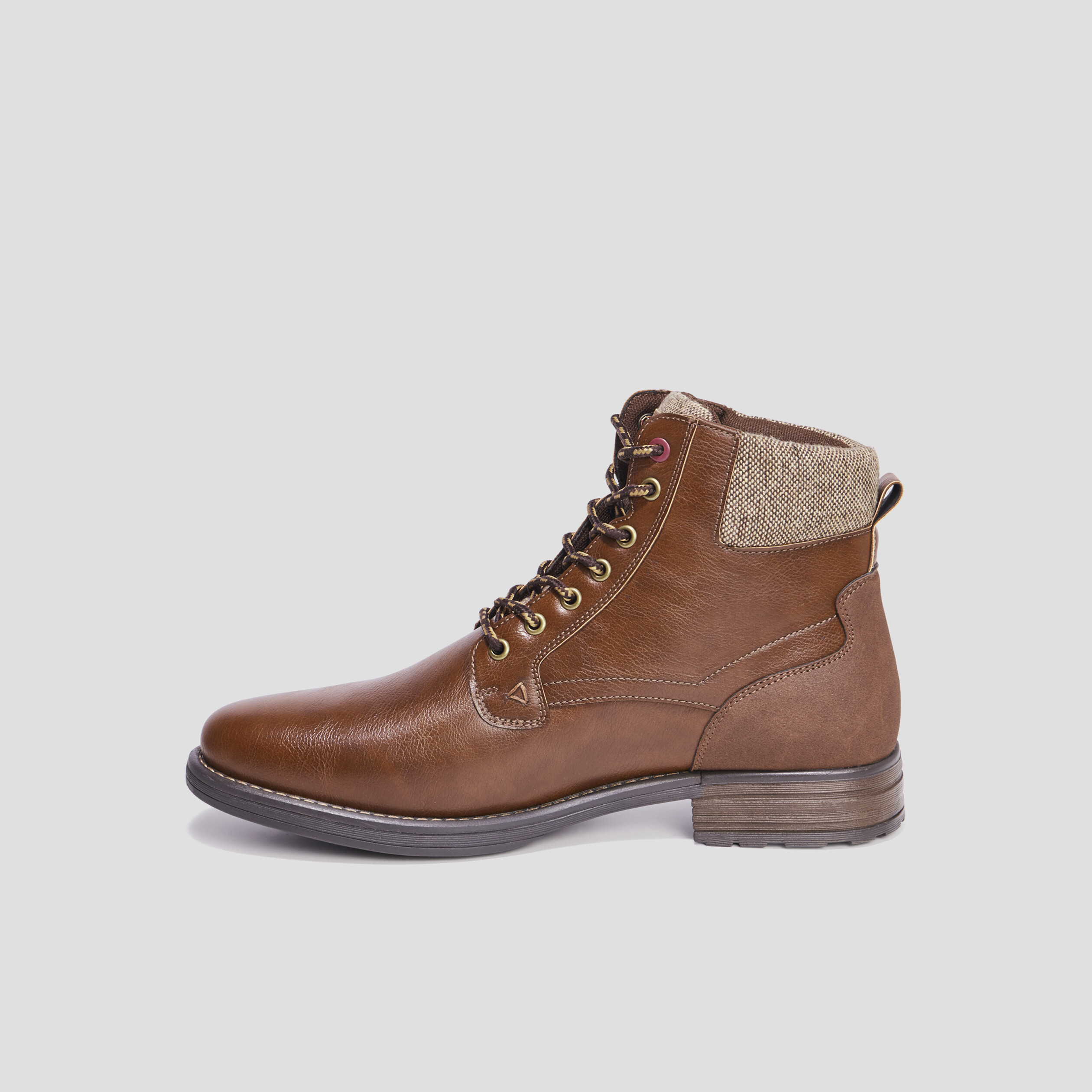Bottines à lacets bi-matières Bicux marron homme | La Halle