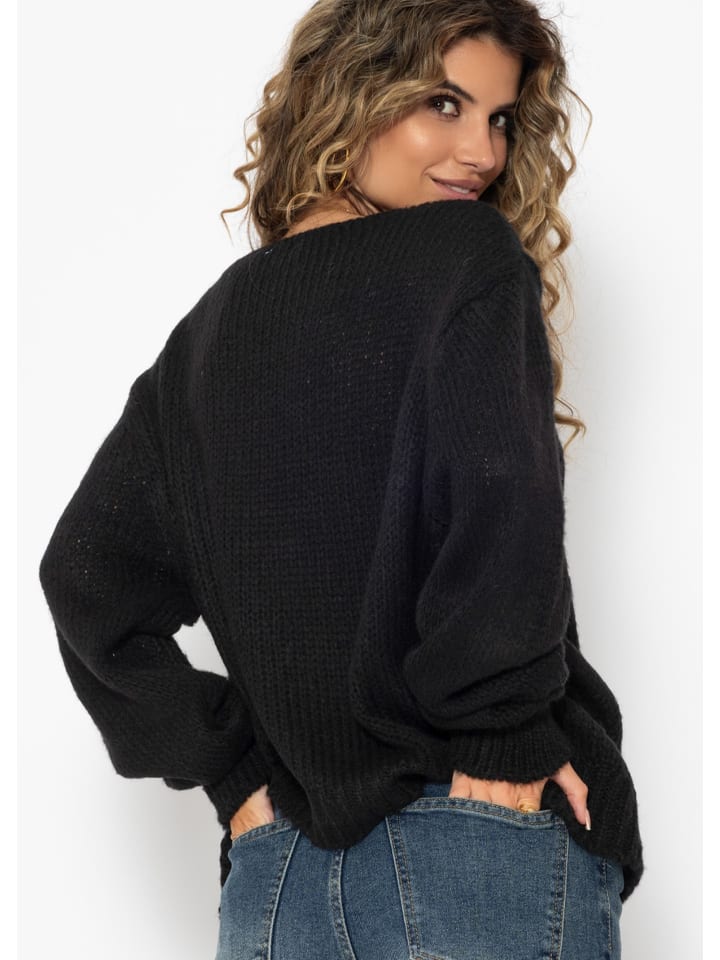 SASSYCLASSY Strick-Cardigan in Schwarz günstig kaufen
