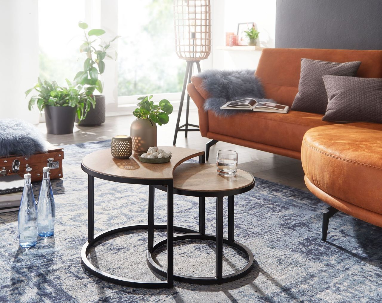 Wohnling Couchtisch 2er Set Mango Massivholz