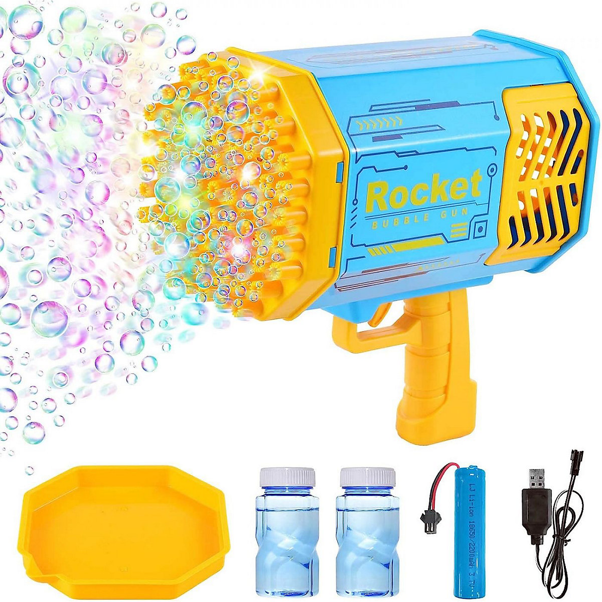 Seifenblasenmaschine Bubble Machine Elektrische Wasserpistole Outdoor Spielzeug - 69 Löcher Seifenblasen Hochzeit Toy Gun Mit Lichtern - Bubble Für Halloween Party Hochzeit Bubble 69 Loch Seifenblas
