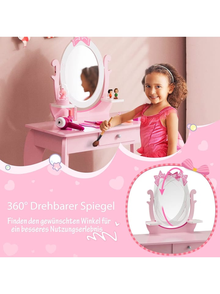 COSTWAY 2 in 1 Schminktisch in Rosa günstig kaufen 70 cm