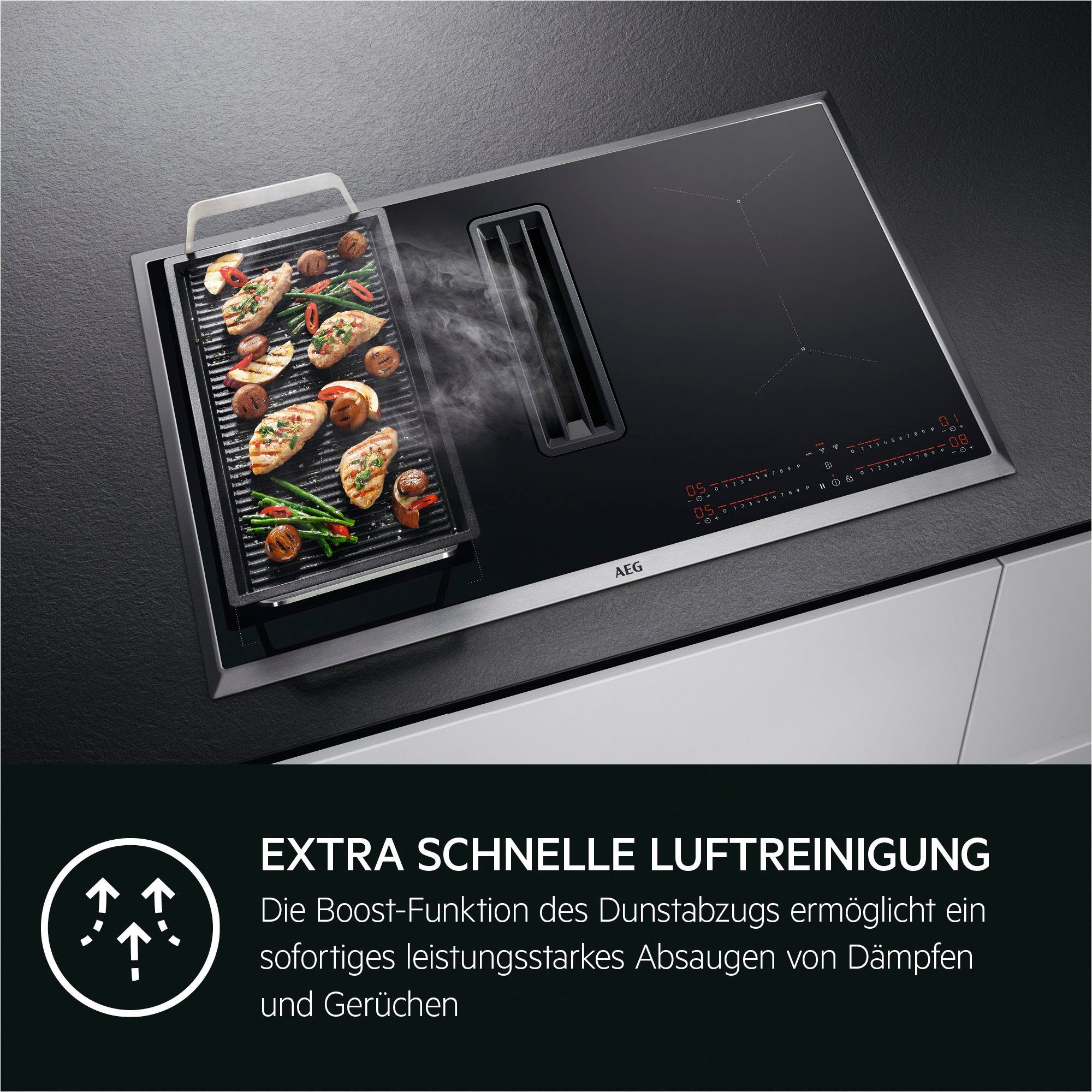 AEG Kochfeld mit Dunstabzug COLI84COXB