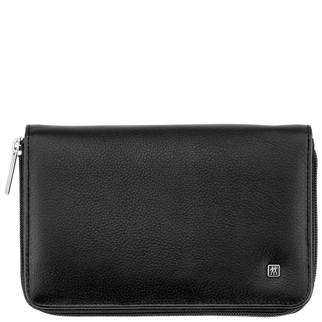 Twinox Reißverschluss-Etui. Rindleder. black. 8-tlg.