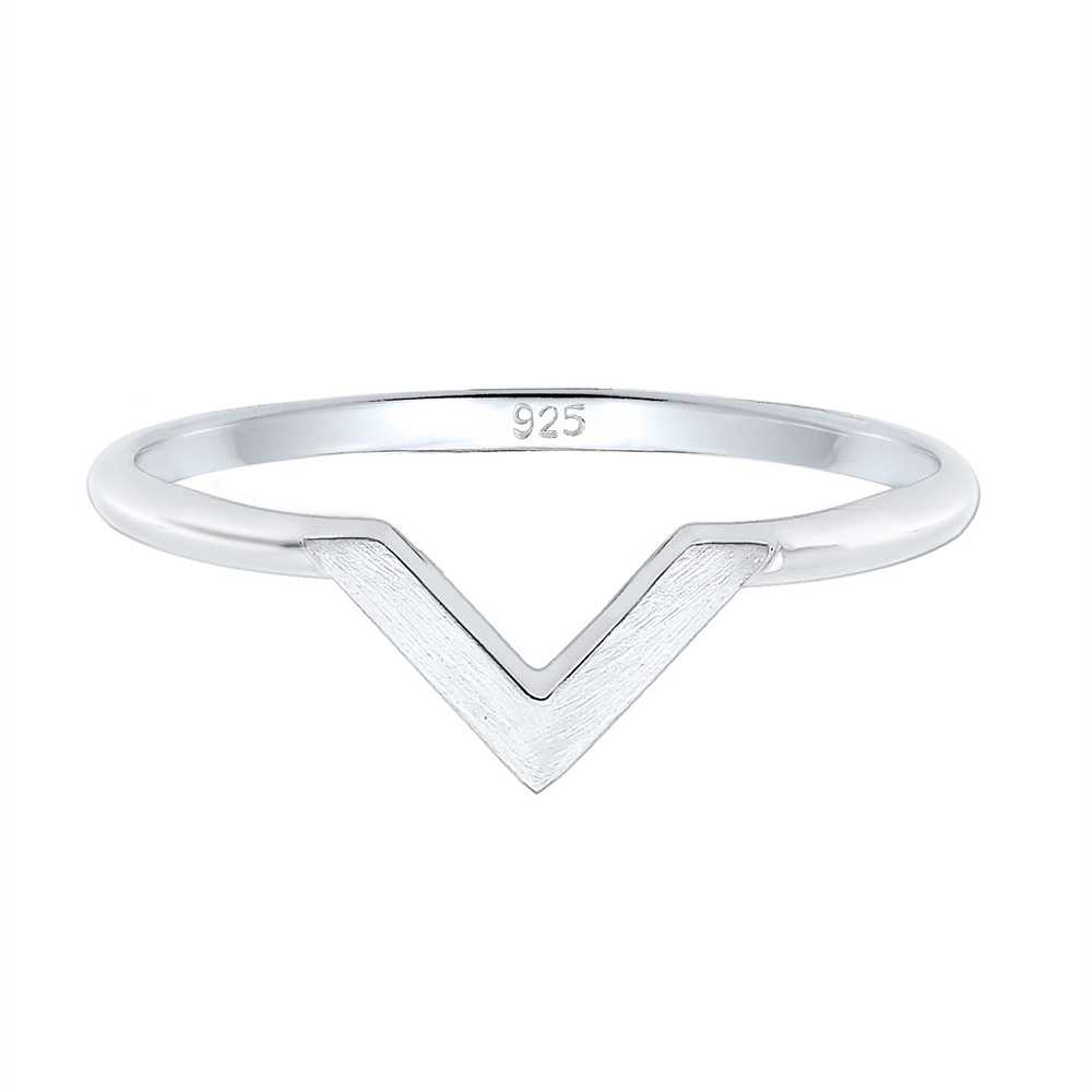 Elli Elli Bague Femme en V Façonnent la Tendance de Base en Argent Sterling 925 Bague