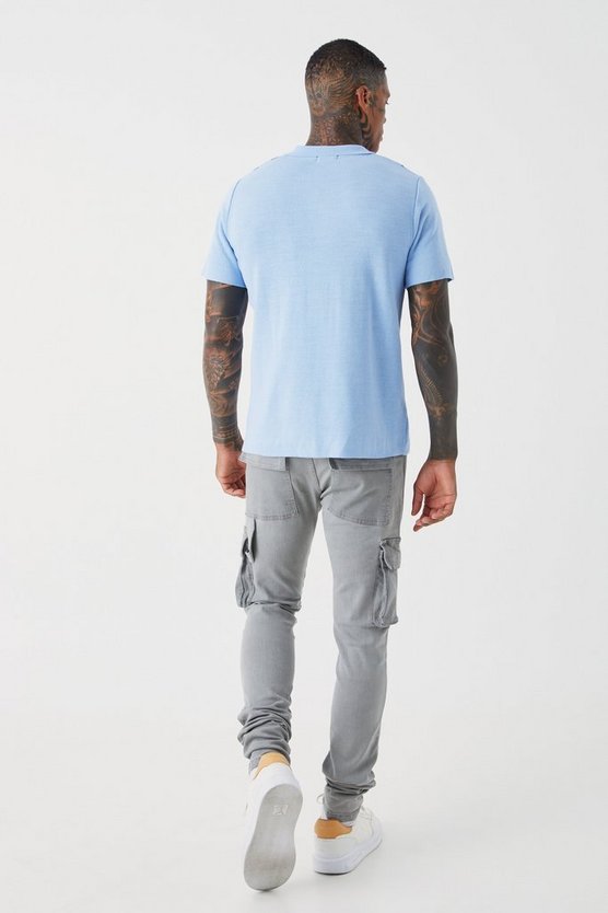 Strick-Poloshirt mit halbem Reißverschluss