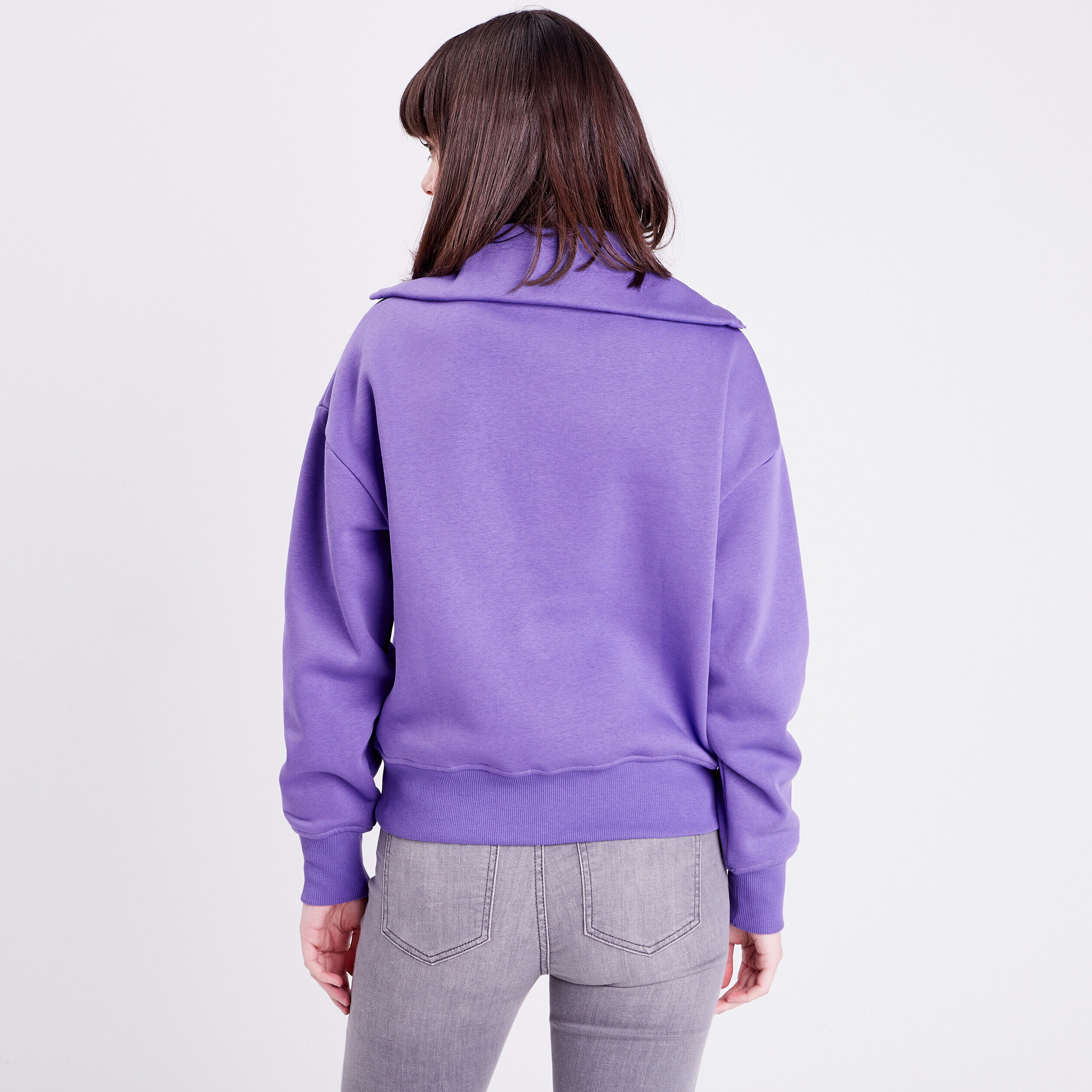 Sweat à col montant avec zip violet foncé femme | Cache Cache