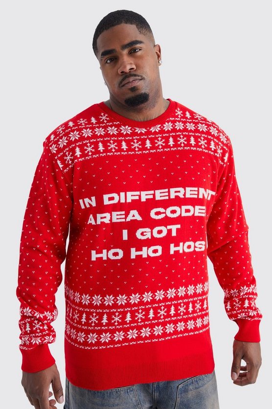 Plus Weihnachtspullover mit I Got Ho Ho Hos Print