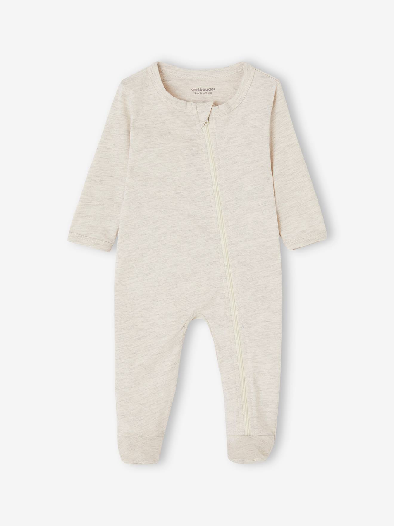 Vertbaudet 3er-Pack Baby Strampler mit Reißverschluss BASICS - blau chambray