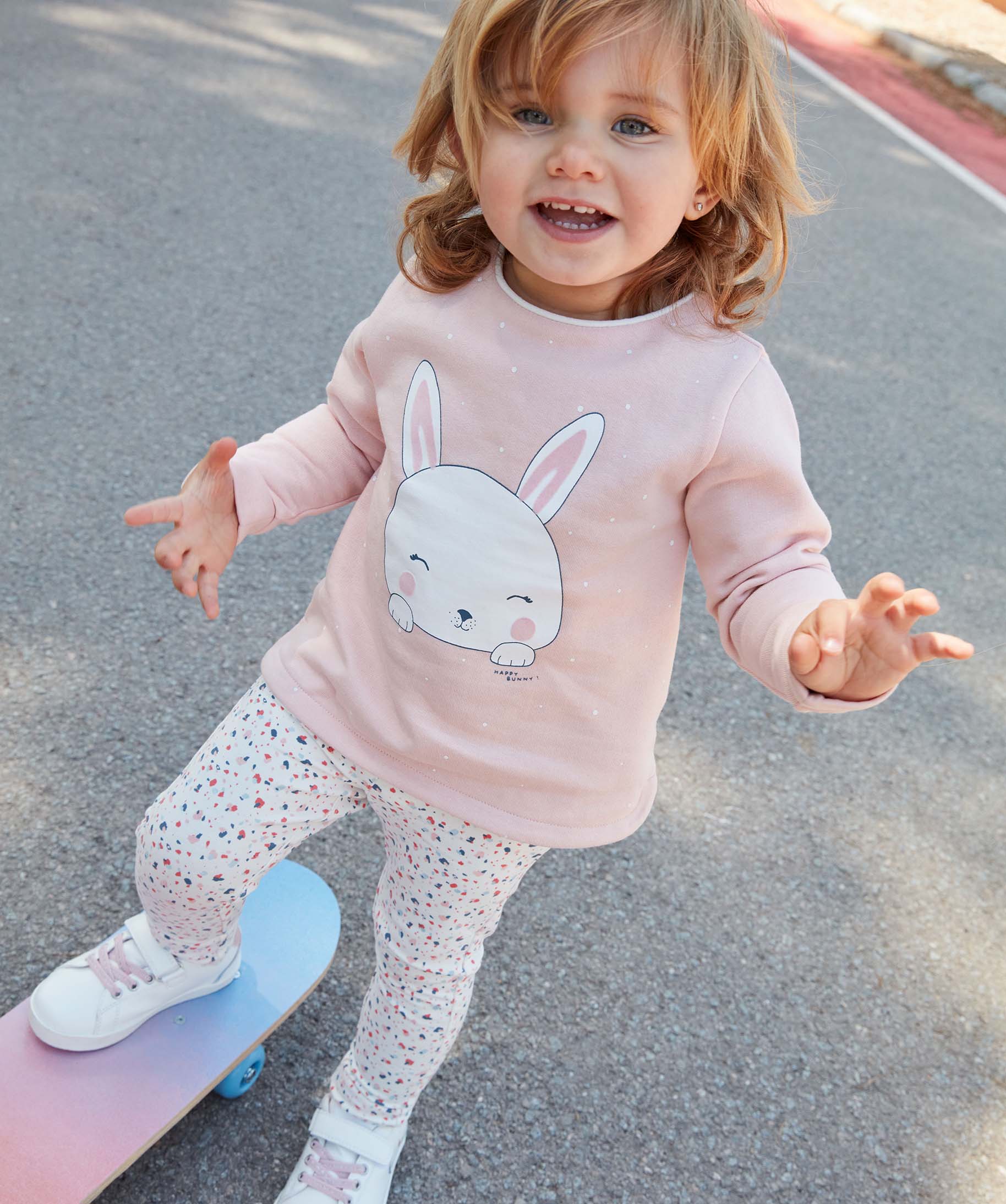 Sweat bébé fille molletonné avec motif animalier ecru | GEMO
