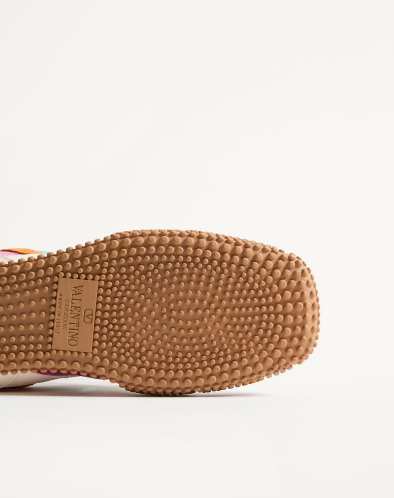 Baskets Amphibia en cuir de veau caoutchouté et cuir fendu