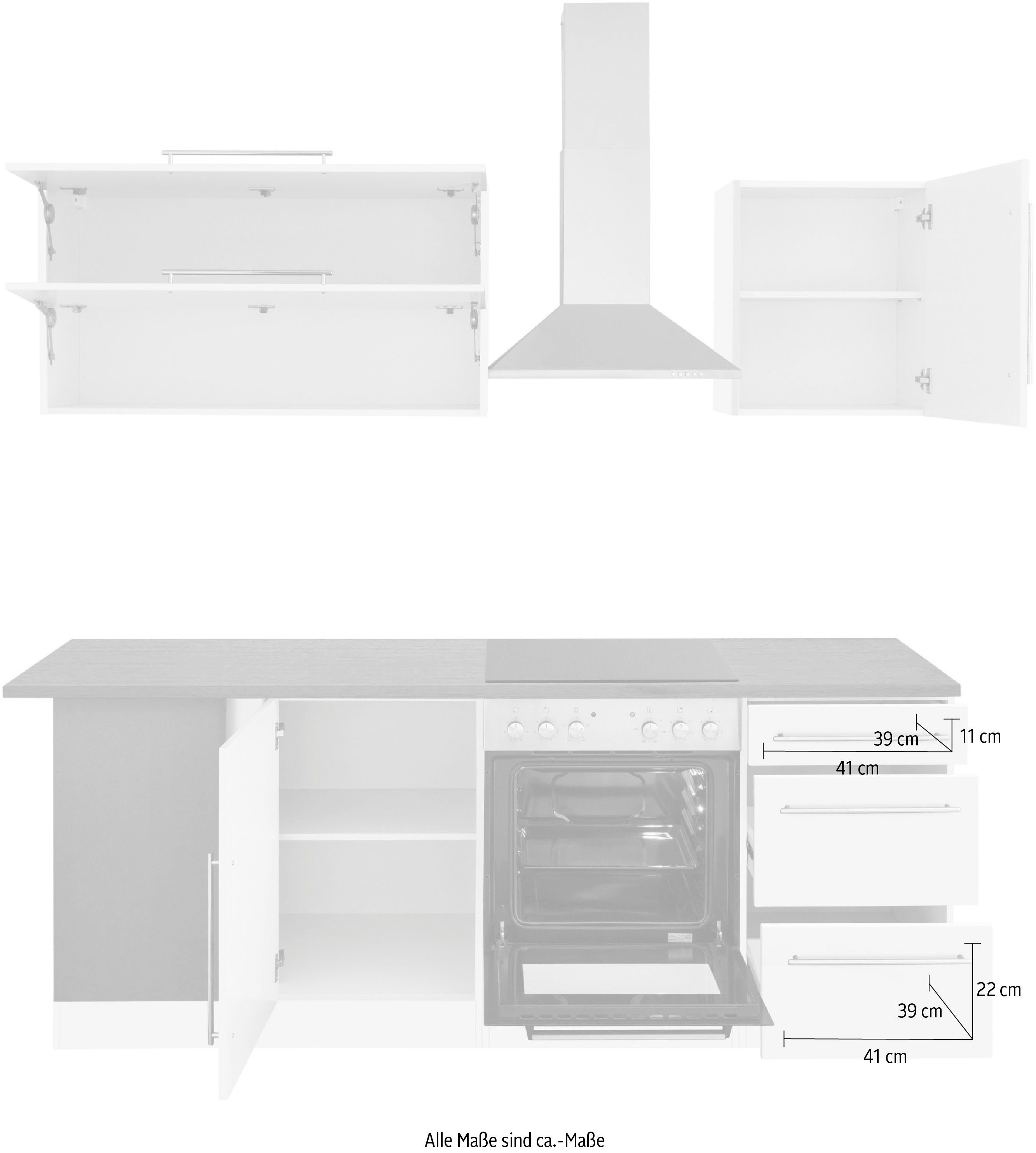 HELD MÖBEL Winkelküche Samos, ohne E-Geräte, Stellbreite 220/220 cm