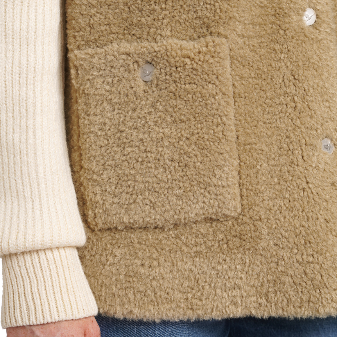 Damen Teddyjacke mit Strickärmeln
