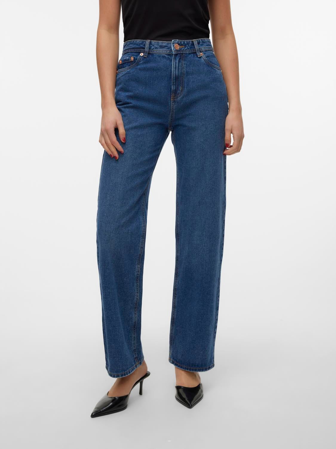 VMRACHEL Hohe Taille Weit geschnitten Jeans