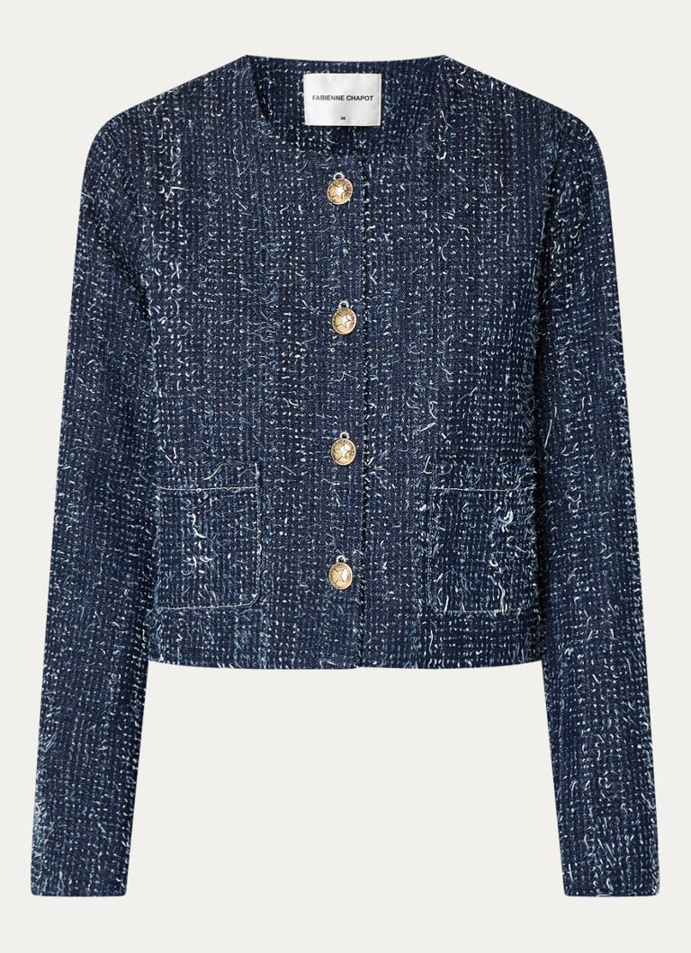 Fabienne Chapot Davis -farkkutakki tweed-jäljitelmällä ja ommelluilla taskuilla